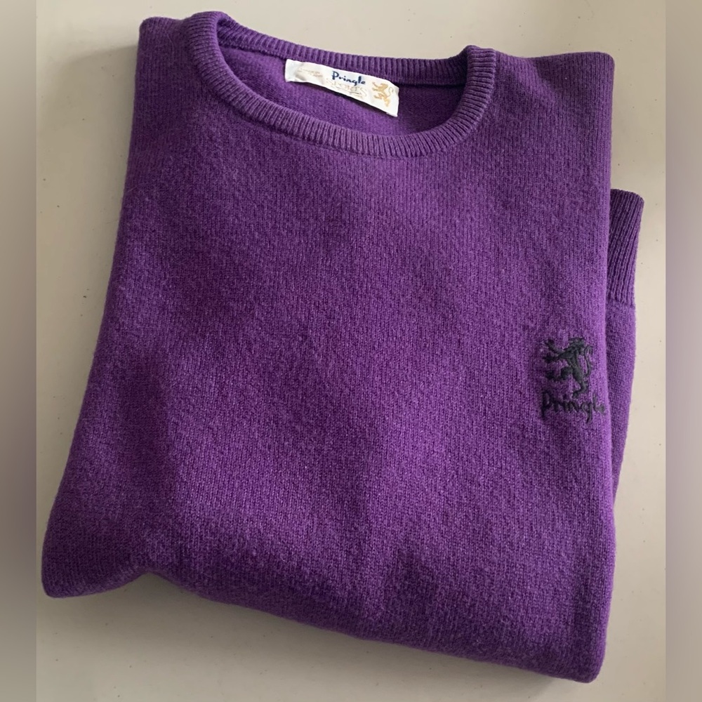 Pringle Purple Crewneck Sweater Cozy Fleece